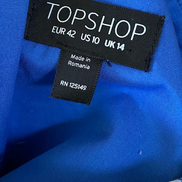 TopShop Palm Print Blue Cross Front Romper Large - Picture 7 of 8